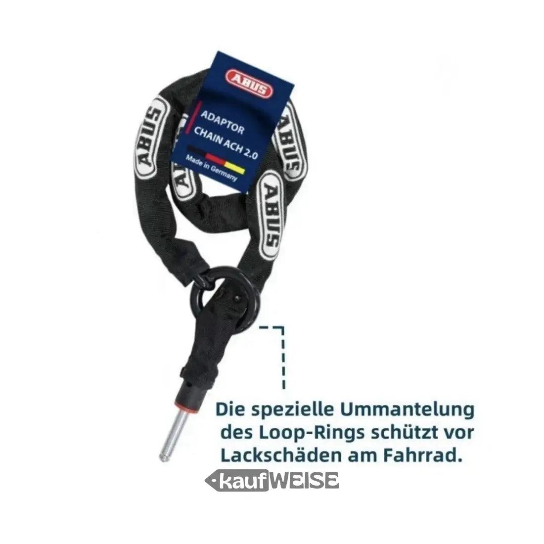 Schwarzes Fahrradketten-Schloss mit Schutzschlaufe für mehr Diebstahlschutz