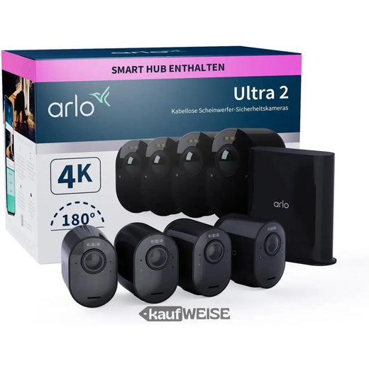 Arlo Ultra 2 4K beveiligingssysteem met 4 camera's (zwart)