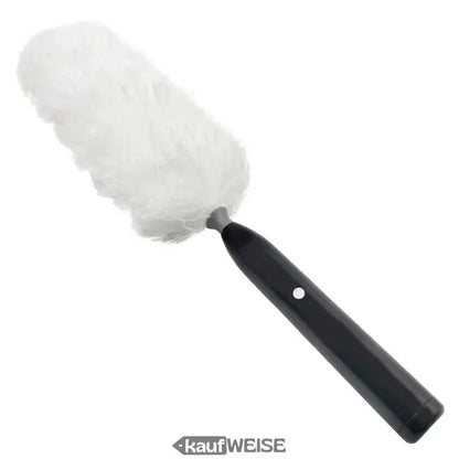 Weißer flauschiger Elektrischer Staubwedel CleanRite mit schwarzem Griff