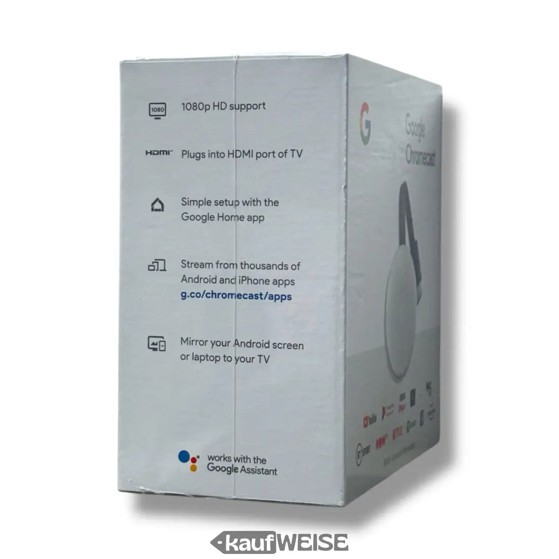 Google Chromecast 3. Gen. in Verpackung, Full HD Streaming Stick, WLAN HDMI