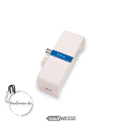 Weißes Gerät mit blauen Lichtern, Hirschmann INCA 1G Plug Ethernetadapter für Gigabit-Internet