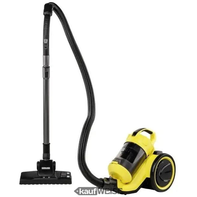 Gelber Kärcher VC 3 beutelloser Staubsauger mit HEPA-Filter und langer Schlauchbürste