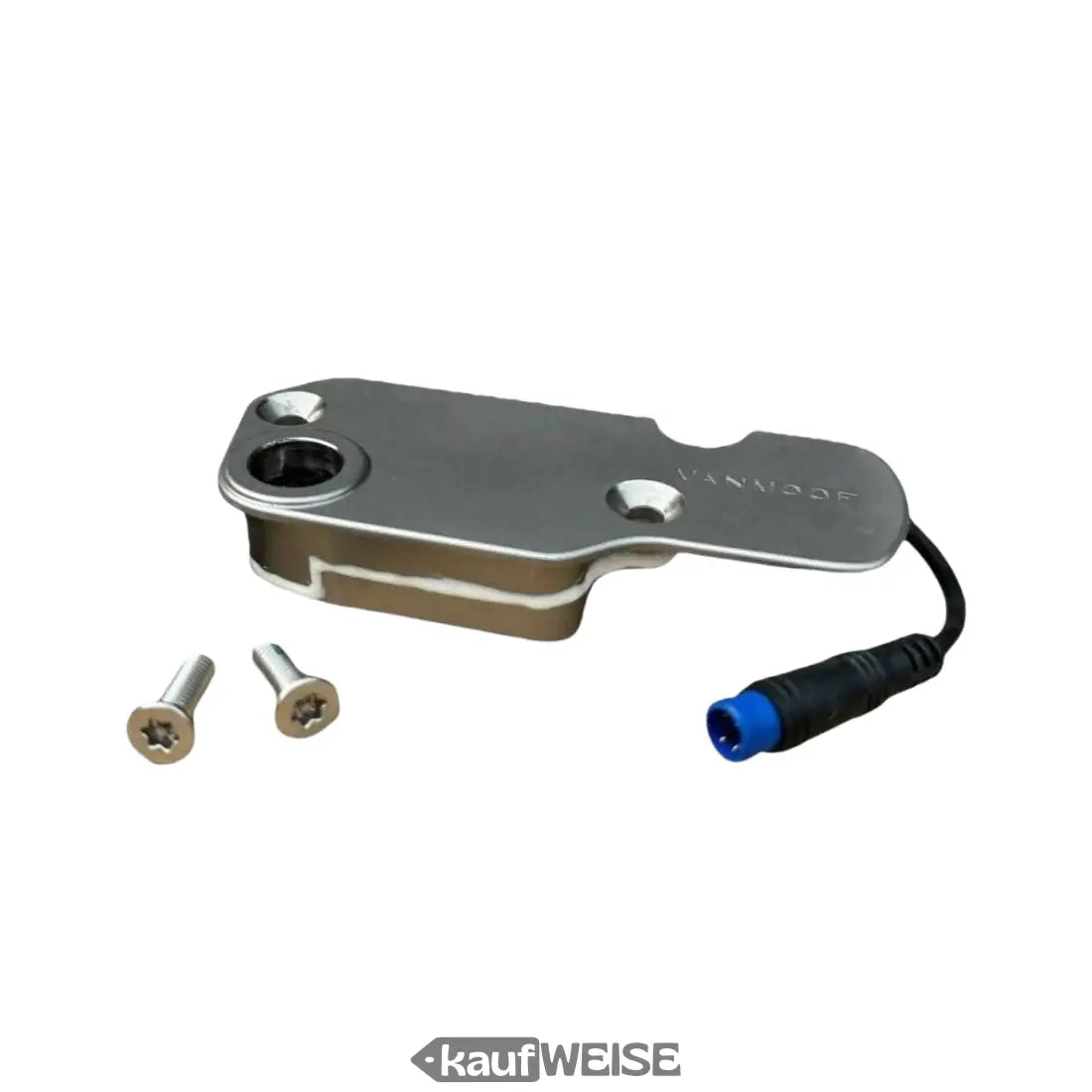 Silberner Kenwood Teil mit Schrauben und blauer Kabel für Kicklock VanMoof VM18-053