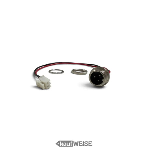 Laadaansluiting met kabel voor hoverboard / e-step | 2-polig bedraad, 3-pins ronde aansluiting | 18 cm | Incl. moer en ring