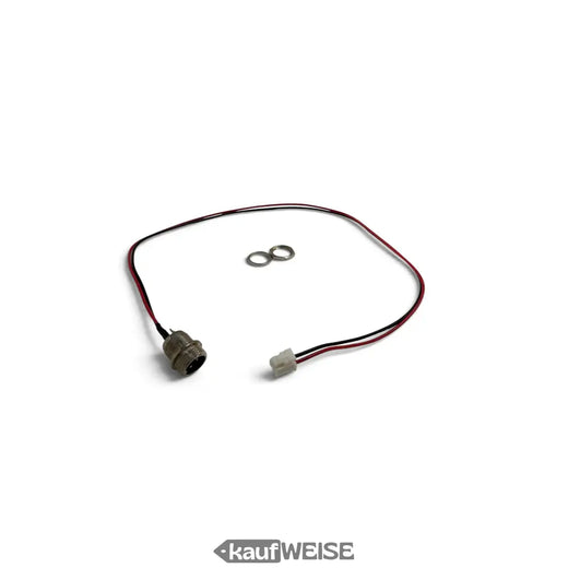 Laadaansluiting met kabel voor hoverboard / e-step | 2-polig bedraad, 3-pins ronde aansluiting | 44 cm | Incl. moer en ring