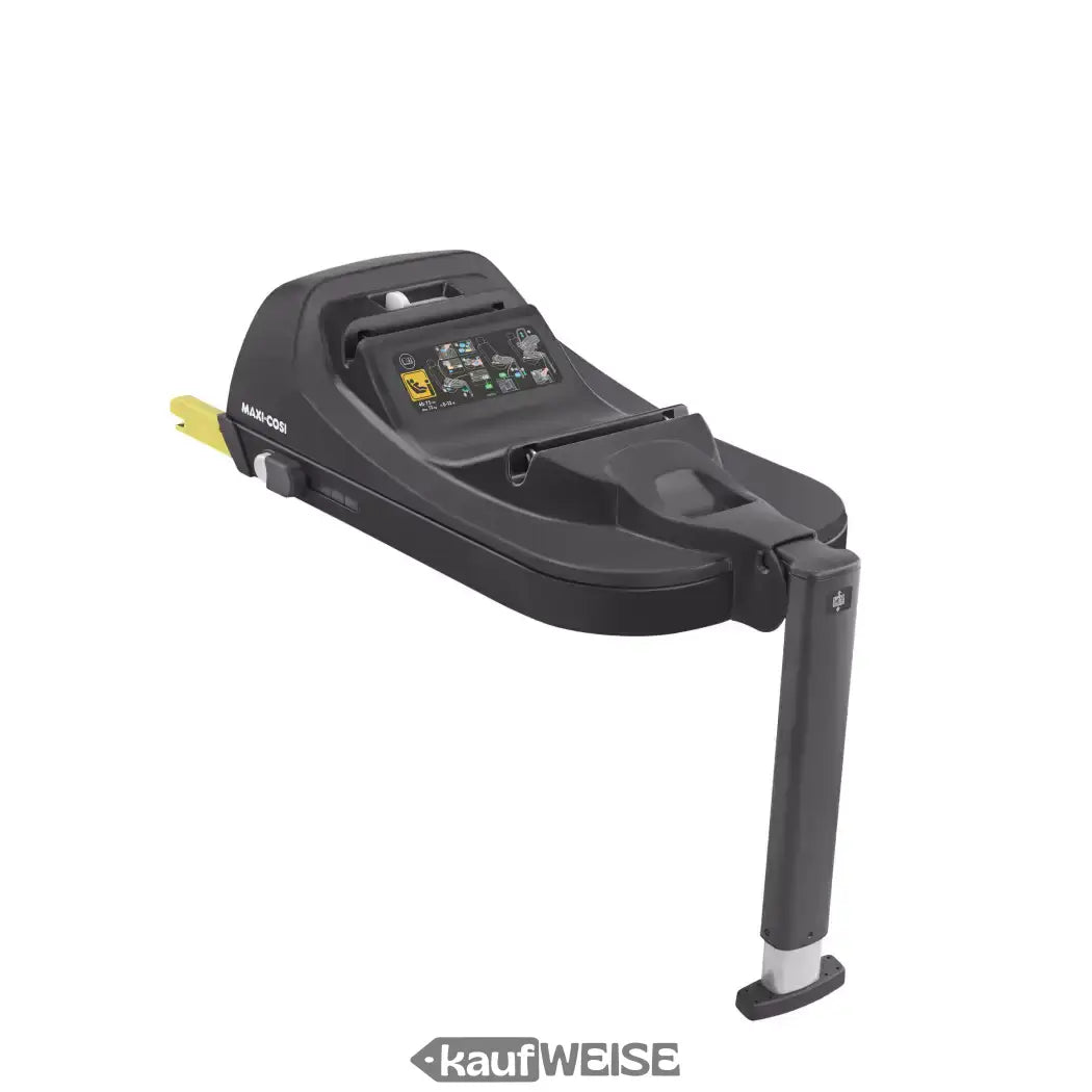 Schwarze Maxi-Cosi CabrioFix i-Size ISOFIX Basis mit verstellbarem Bein und gelben Akzenten
