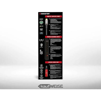 Monster HDMI-Bundle 4K Verpackung mit Überspannungsschutz und ScreenClean