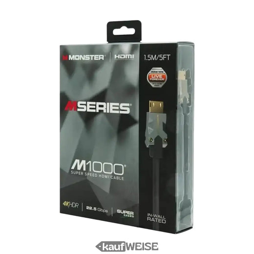 Monster M1000 Ultra HD HDMI-kabel (1,5 m) | 4K HDR10 | Hoge snelheid 18 Gbps | V-Grip™-connector