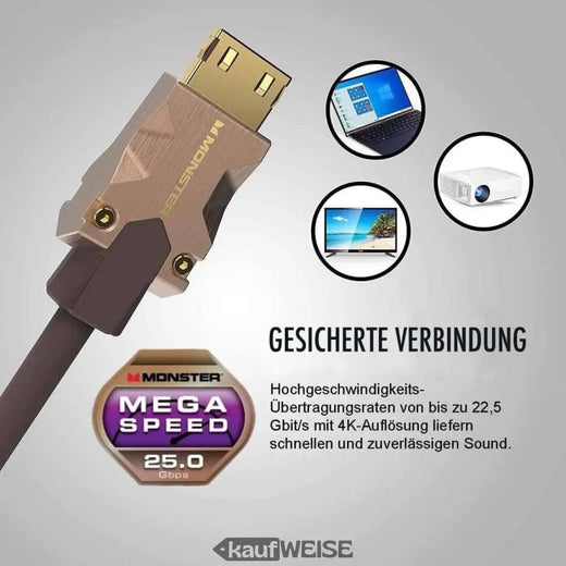Monster M2000 HDMI-kabel 5m | 25Gbps hypersnelheid | UHD 4K HDR10+ | V-Grip gouden contacten