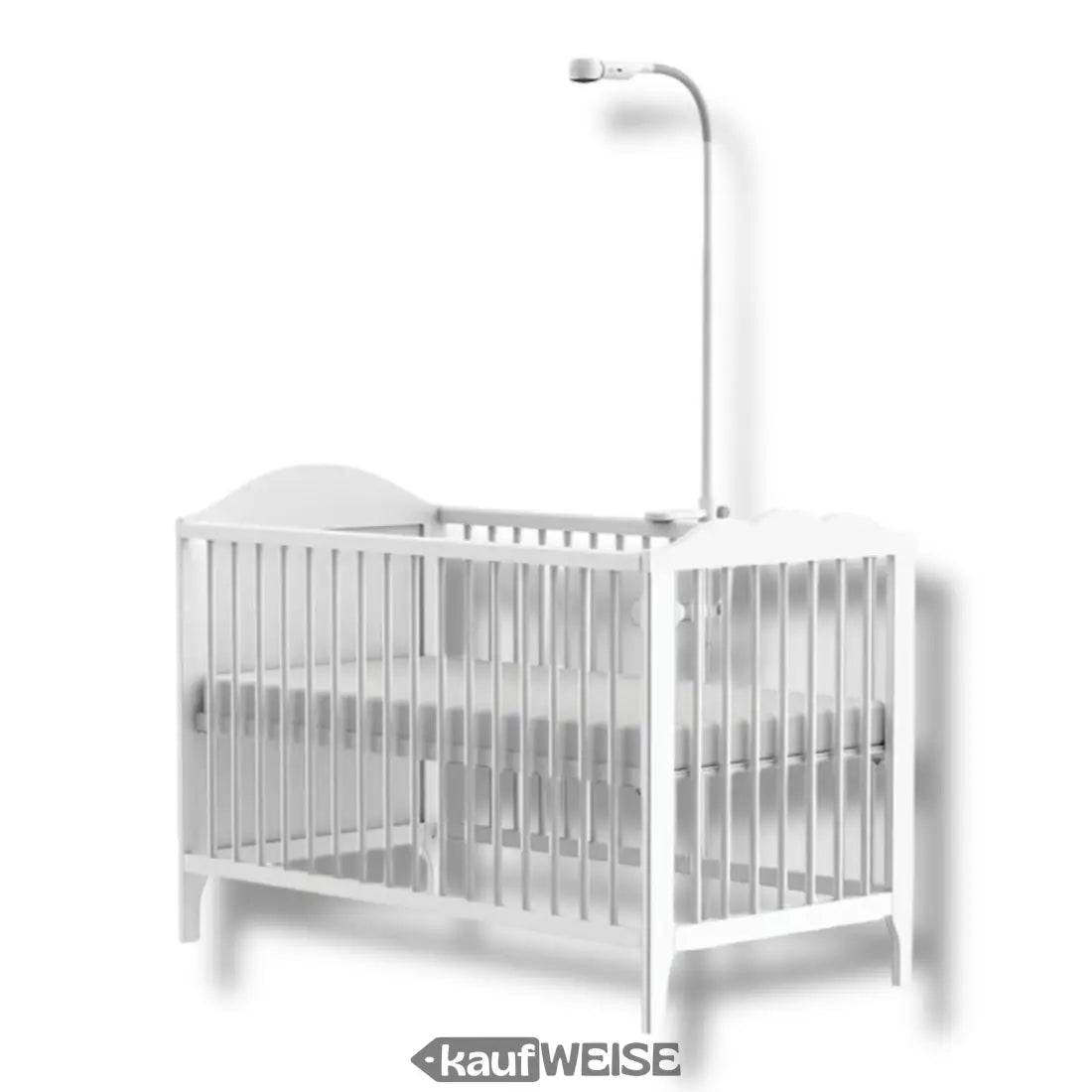 Weißes Babybett mit Kamerahalterung für Motorola Baby VM65X Connect Video-Babyphone