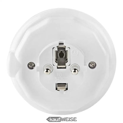 Weißer runder elektrischer Stecker für Nachtlicht mit Steckdose und Dämmerungssensor