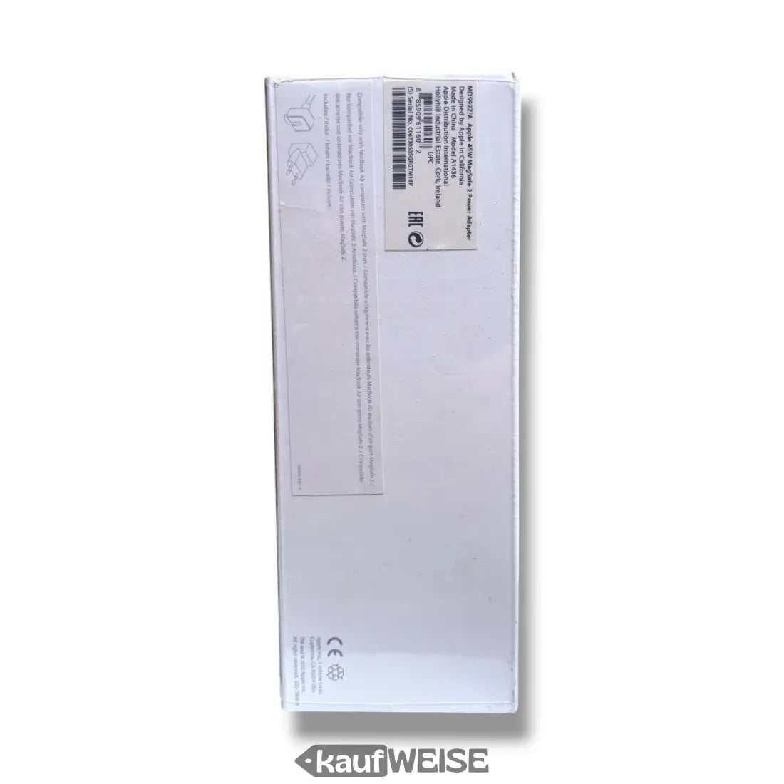 Weiße rechteckige Verpackung für Apple 20W USB-C Netzteil, original und neu