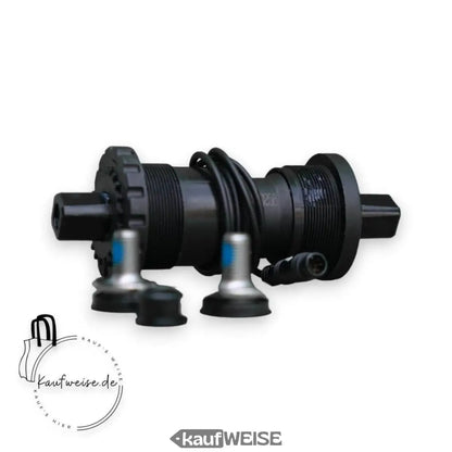 Schwarzes Fahrrad-Bottom-Bracket mit Kabeln für Bafang Drehmoment-Sensor bei VanMoof