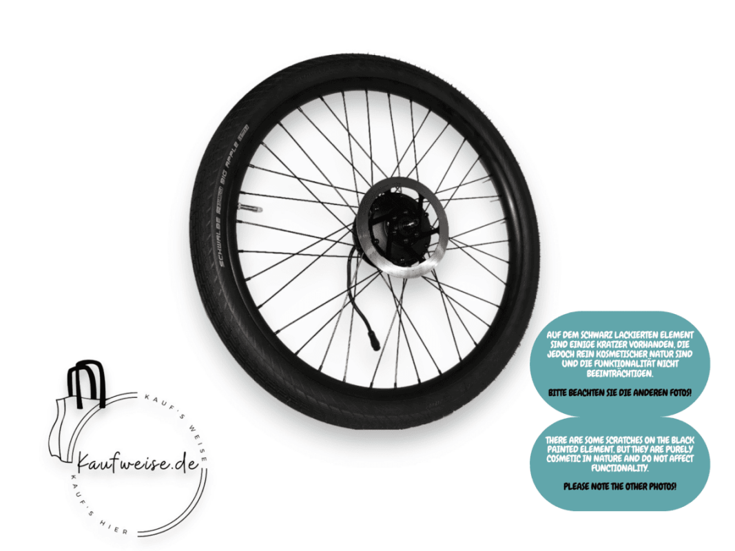 Schwarzes Fahrradrad mit Motor für VanMoof X3 Vorderrad 24 Zoll und Original Bremsscheibe