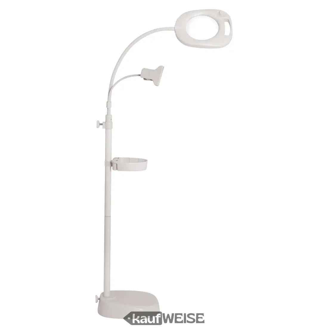 Weiße LED-Lupenleuchte 4 in 1 mit Standfuß, Tischlampe, Akku und 220V 6500K