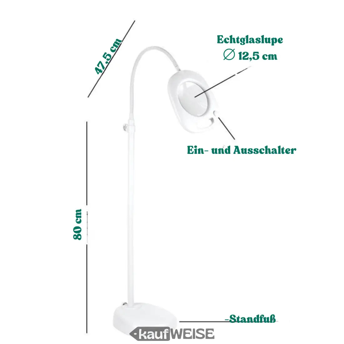 Weiße Lupenstehlampe für bessere Sicht beim Arbeiten bei Tageslicht