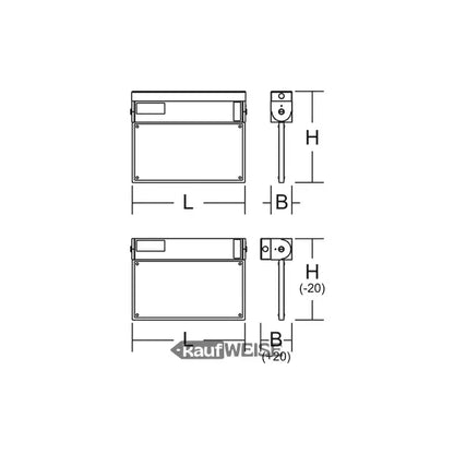 Weiße rechteckige Leuchte mit schwarzen Griffen und silbernen Kanten, ideal für RZB GSUN-S