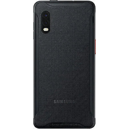 Samsung Galaxy XCover Pro 64GB mit A01-Hülle aus schwarzem Stoff und roten Akzenten