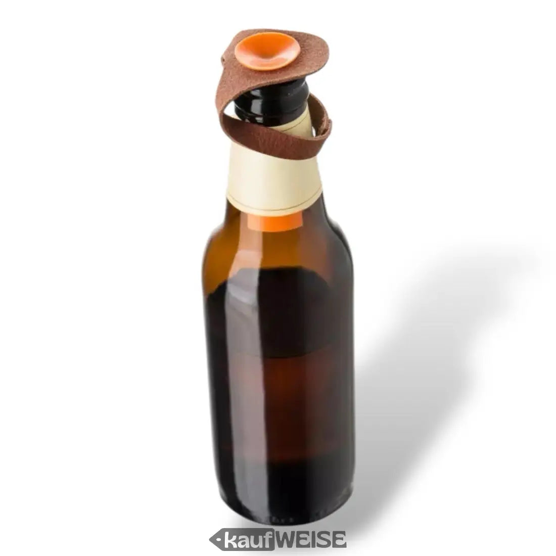 Braune Glasflasche mit Lederstopfen, perfektes Vatertagsgeschenk